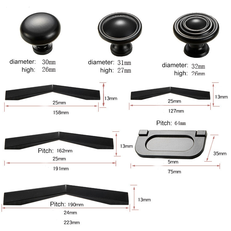 ELECTROPRIME 1052-64 Simple Cabinet Door Handle Drawer Wardrobe Zinc Alloy Handle (Black)