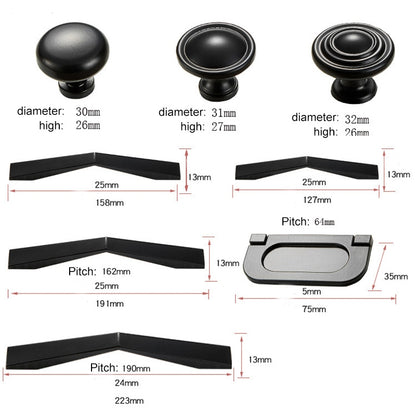 ELECTROPRIME 1052-64 Simple Cabinet Door Handle Drawer Wardrobe Zinc Alloy Handle (Black)