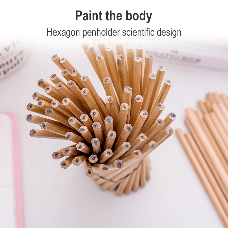 ELECTROPRIME 50 PCS Crude Wood Environmental Protection HB Pencils Painting Pencils for Kids School Office Supplies