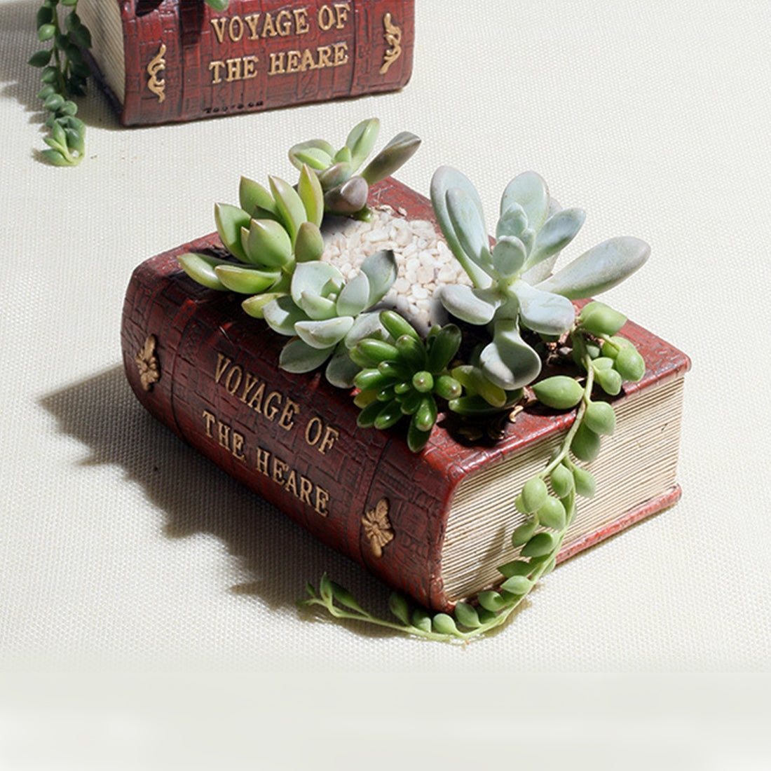 ELECTROPRIME Retro Literature Book Pots Multi-meat Plant Bonsai Micro-landscape Vintage Book Flower Pot Planter for Flower Succulent Cacti Herbs Plant Bed Box Case FlowerPot, Size: 14*10.5*5cm