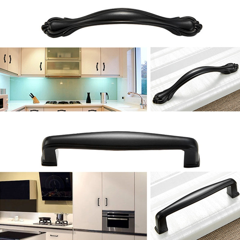 ELECTROPRIME 6291A-96 Simple Cabinet Door Handle Drawer Wardrobe Zinc Alloy Handle (Black)