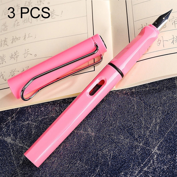 ELECTROPRIME 3 PCS School Office Extra Fine Titanium Alloy Nib Transparent Piston Fountain Pen(Black), Random Delivery(0.5mm/0.38mm Nib)