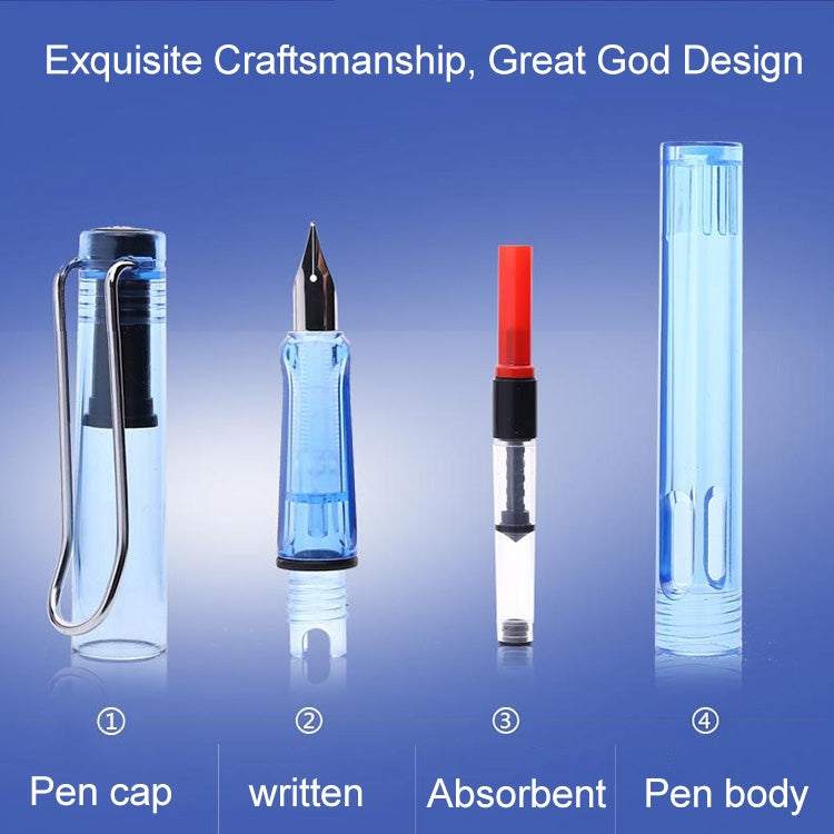 ELECTROPRIME 3 PCS School Office Extra Fine Titanium Alloy Nib Transparent Piston Fountain Pen(Black), Random Delivery(0.5mm/0.38mm Nib)