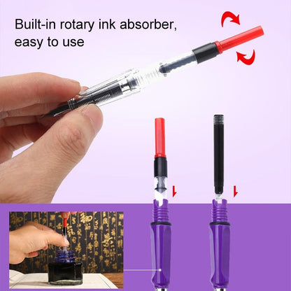 ELECTROPRIME 3 PCS School Office Extra Fine Titanium Alloy Nib Transparent Piston Fountain Pen(Black), Random Delivery(0.5mm/0.38mm Nib)