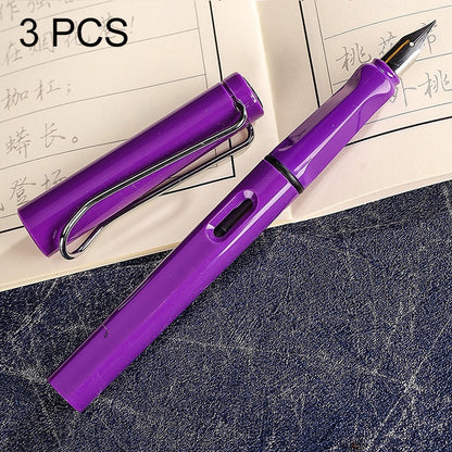 ELECTROPRIME 3 PCS School Office Extra Fine Titanium Alloy Nib Transparent Piston Fountain Pen(Black), Random Delivery(0.5mm/0.38mm Nib)
