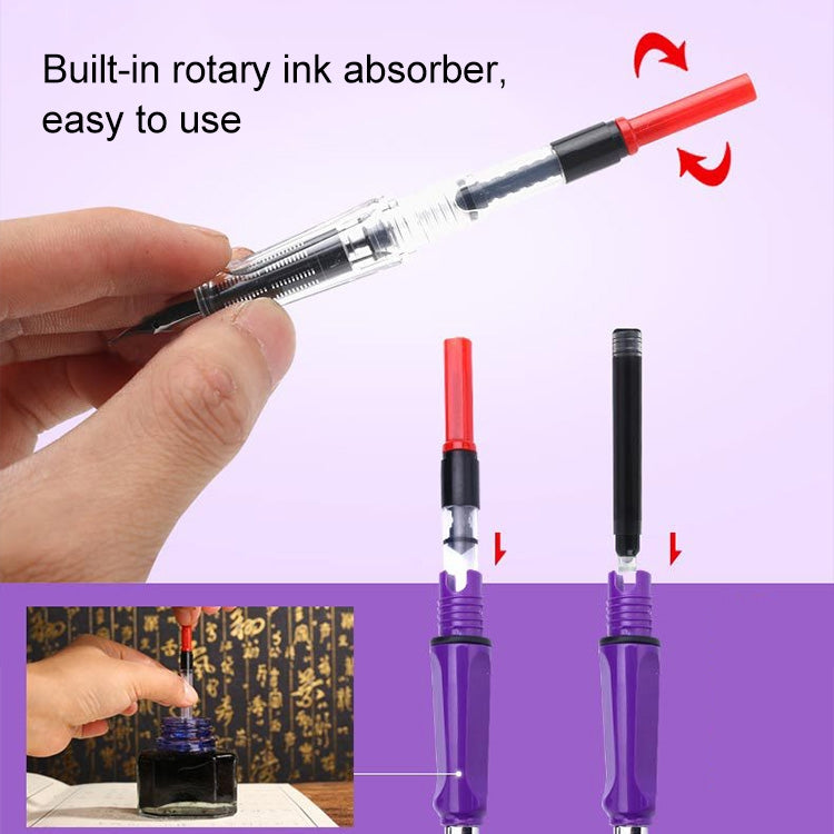 ELECTROPRIME 3 PCS School Office Extra Fine Titanium Alloy Nib Transparent Piston Fountain Pen(Black), Random Delivery(0.5mm/0.38mm Nib)