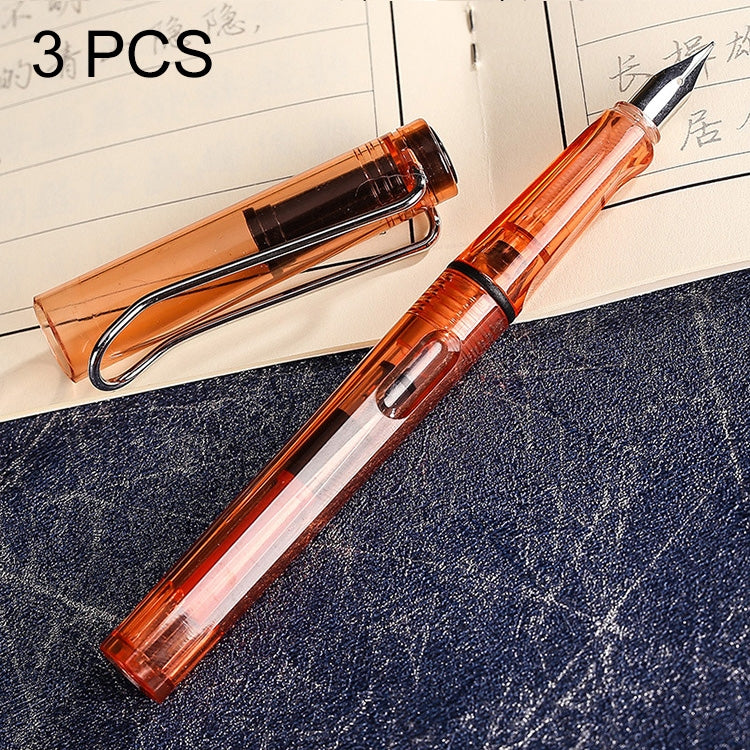 ELECTROPRIME 3 PCS School Office Extra Fine Titanium Alloy Nib Transparent Piston Fountain Pen(Black), Random Delivery(0.5mm/0.38mm Nib)