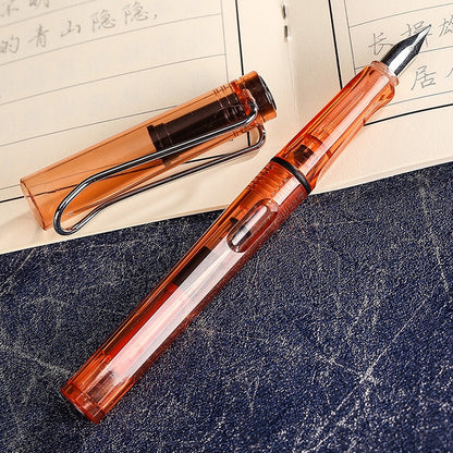 ELECTROPRIME 3 PCS School Office Extra Fine Titanium Alloy Nib Transparent Piston Fountain Pen(Black), Random Delivery(0.5mm/0.38mm Nib)