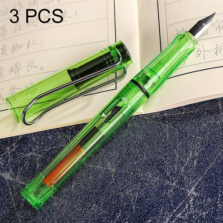 ELECTROPRIME 3 PCS School Office Extra Fine Titanium Alloy Nib Transparent Piston Fountain Pen(Black), Random Delivery(0.5mm/0.38mm Nib)