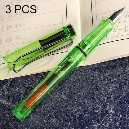 ELECTROPRIME 3 PCS School Office Extra Fine Titanium Alloy Nib Transparent Piston Fountain Pen(Black), Random Delivery(0.5mm/0.38mm Nib)