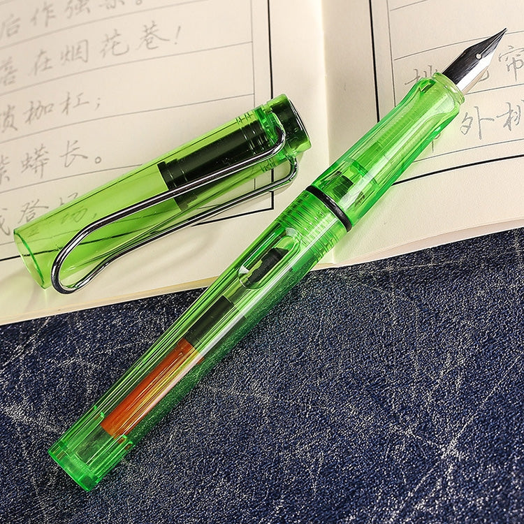 ELECTROPRIME 3 PCS School Office Extra Fine Titanium Alloy Nib Transparent Piston Fountain Pen(Black), Random Delivery(0.5mm/0.38mm Nib)