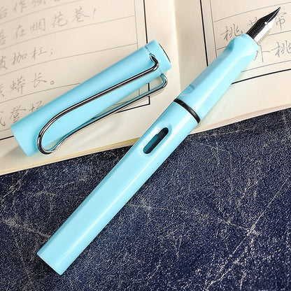 ELECTROPRIME 3 PCS School Office Extra Fine Titanium Alloy Nib Transparent Piston Fountain Pen(Black), Random Delivery(0.5mm/0.38mm Nib)