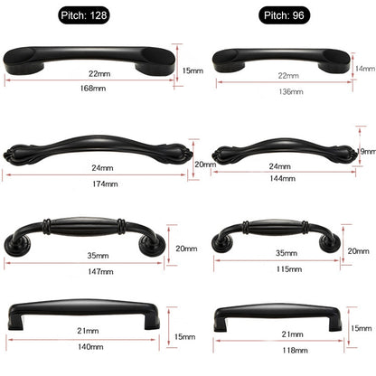 ELECTROPRIME 6225A-64 Simple Cabinet Door Handle Drawer Wardrobe Zinc Alloy Handle(Black)
