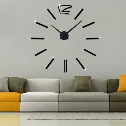ELECTROPRIME 39 inch Bedroom Home Office Decoration Modern Frameless Large DIY 3D Mirror Wall Sticker Mute Clock(Black)