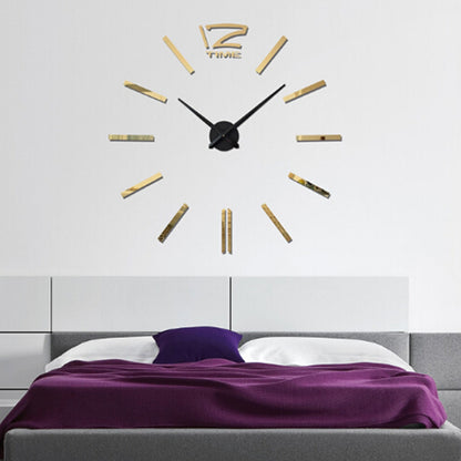 ELECTROPRIME 39 inch Bedroom Home Office Decoration Modern Frameless Large DIY 3D Mirror Wall Sticker Mute Clock(Gold)