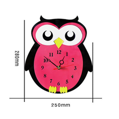 ELECTROPRIME 11*10 inch Children Bedroom Room Decor Battery Operated Owl Shaped Mute Non Ticking Round Wall Quartz Clock