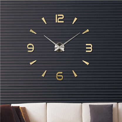 ELECTROPRIME Bedroom Home Decoration Watch Frameless 3D Mirror Large DIY Wall Sticker Mute Clock, Size: 100*100cm(Gold)