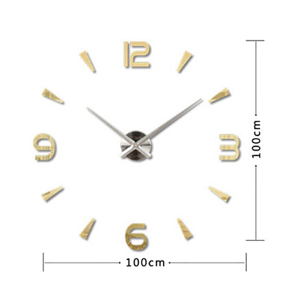ELECTROPRIME Bedroom Home Decoration Watch Frameless 3D Mirror Large DIY Wall Sticker Mute Clock, Size: 100*100cm(Gold)