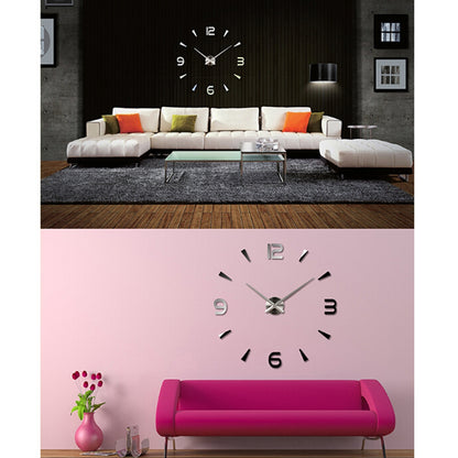 ELECTROPRIME Bedroom Home Decoration Watch Frameless 3D Mirror Large DIY Wall Sticker Mute Clock, Size: 100*100cm(Silver)