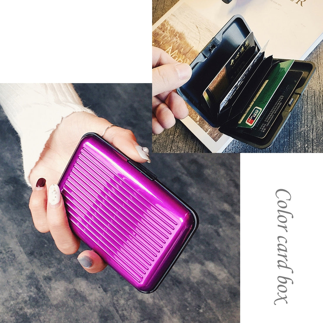 ELECTROPRIME Aluminum Alloy and High Quality ABS Resin Name Card Case Anti-magnetic Bank Card Case, Random Color Delivery