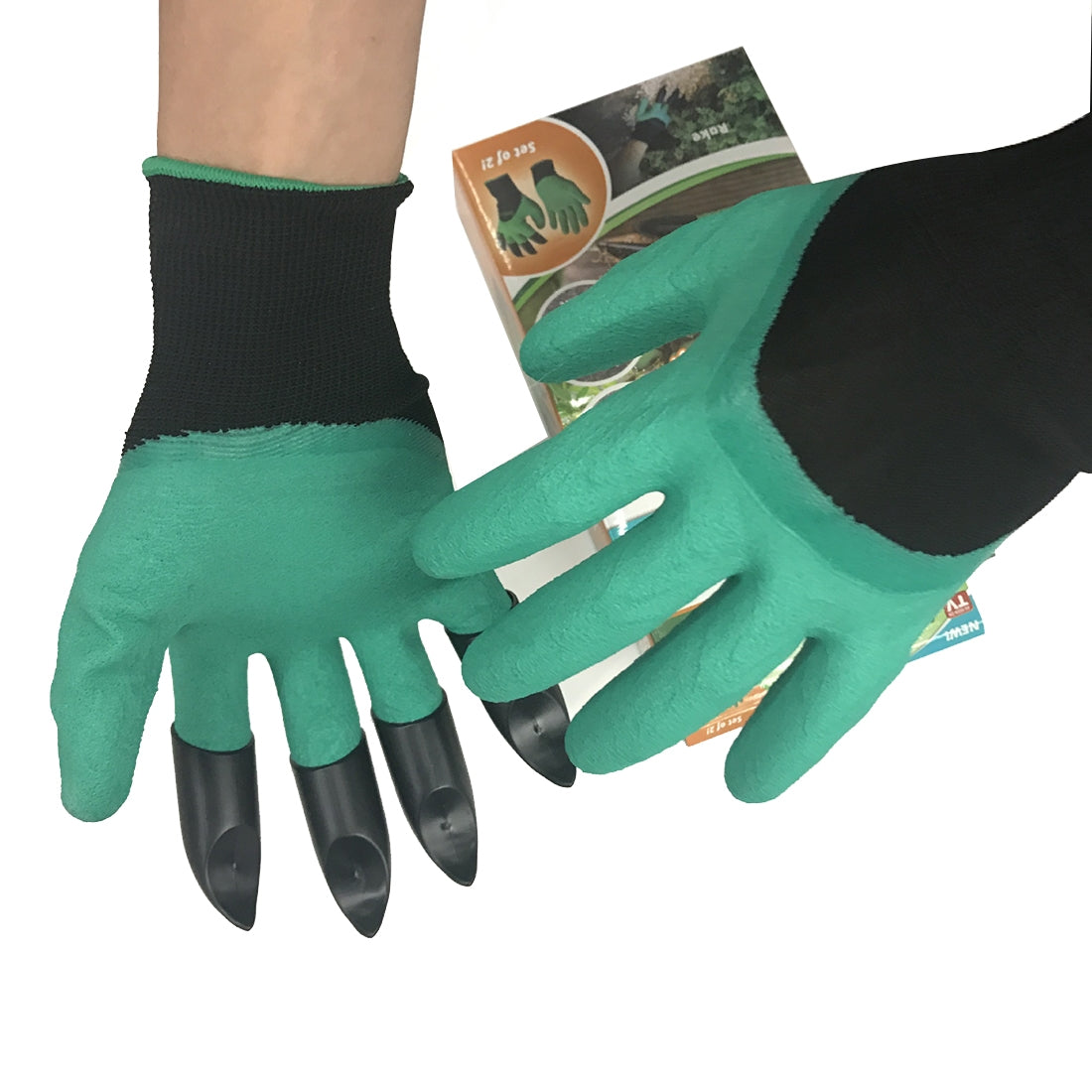 ELECTROPRIME A Pair Latex Protective Insulated Gloves with Claws ABS Plastic Gloves for Digging and Planting, The Right One with Claws