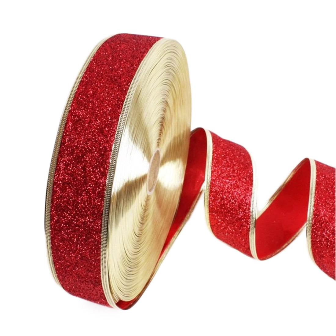 ELECTROPRIME 2m Christmas Party Decoration Glitter Powder Christmas Tree Decoration Ribbon(Dark Red)