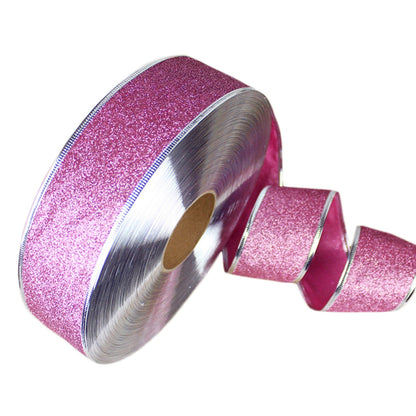 ELECTROPRIME 2m Christmas Party Decoration Glitter Powder Christmas Tree Decoration Ribbon(Pink)