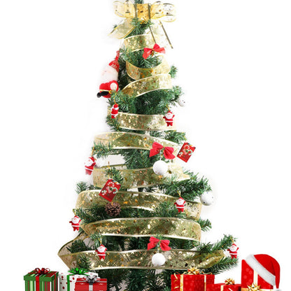 ELECTROPRIME 2m Christmas Party Decoration Glitter Powder Christmas Tree Decoration Ribbon(Pink)