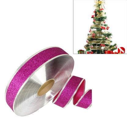 ELECTROPRIME 2m Christmas Party Decoration Glitter Powder Christmas Tree Decoration Ribbon(Magenta)