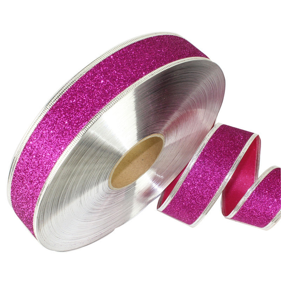 ELECTROPRIME 2m Christmas Party Decoration Glitter Powder Christmas Tree Decoration Ribbon(Magenta)