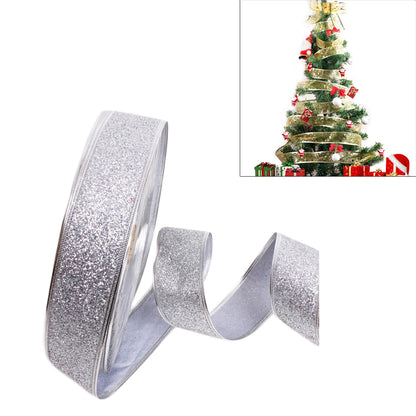 ELECTROPRIME 2m Christmas Party Decoration Glitter Powder Christmas Tree Decoration Ribbon(Silver)