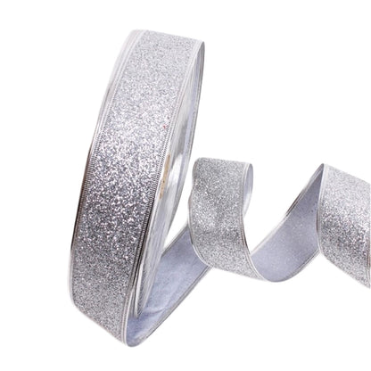 ELECTROPRIME 2m Christmas Party Decoration Glitter Powder Christmas Tree Decoration Ribbon(Silver)
