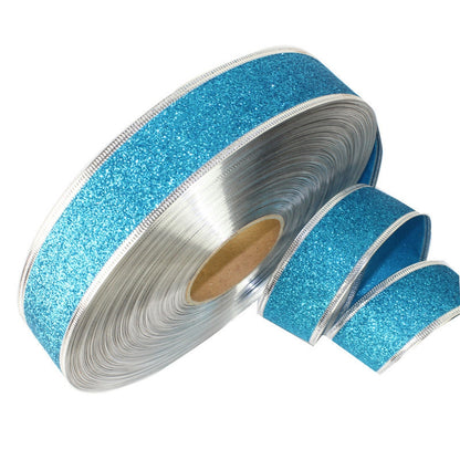 ELECTROPRIME 2m Christmas Party Decoration Glitter Powder Christmas Tree Decoration Ribbon(Baby Blue)