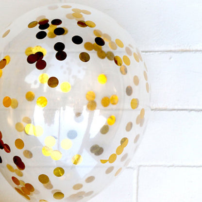 ELECTROPRIME 5 PCS 12 inch Transparent Gold Sequins Confetti Balloons, Holiday Party Wedding Decoration Confetti Balloons, Random Style Delivery
