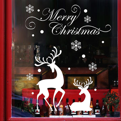 ELECTROPRIME White Snow Reindeer Window Glass Door Removable Christmas Wall Sticker Decoration