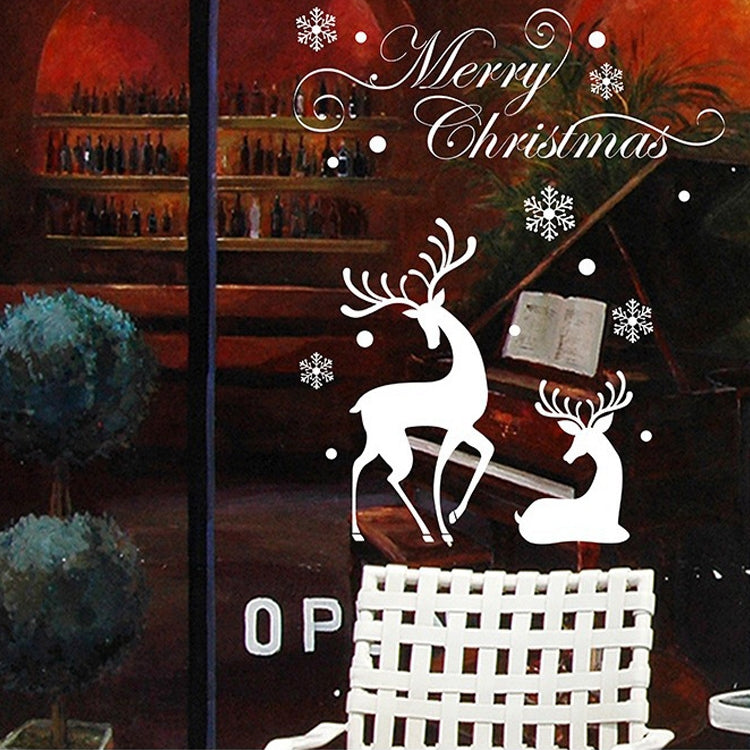 ELECTROPRIME White Snow Reindeer Window Glass Door Removable Christmas Wall Sticker Decoration
