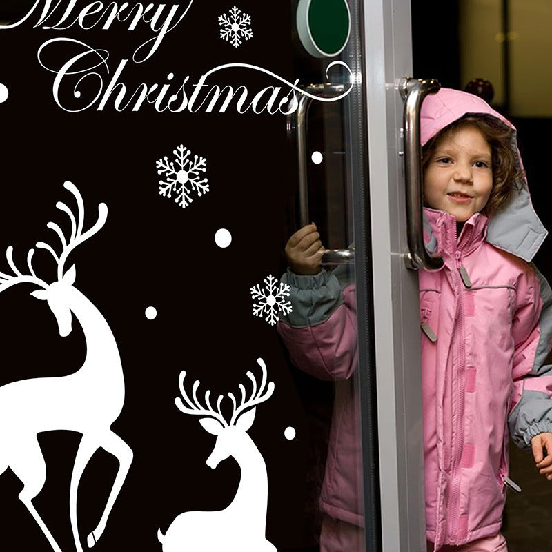 ELECTROPRIME White Snow Reindeer Window Glass Door Removable Christmas Wall Sticker Decoration
