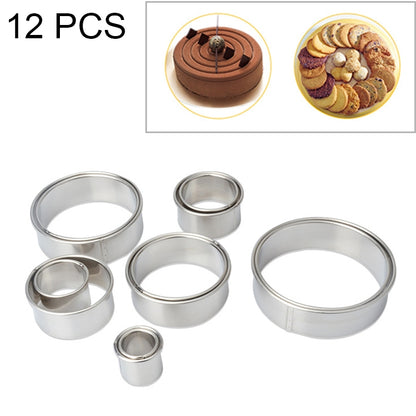 ELECTROPRIME 12 PCS / Set Stainless Steel Round Shape Cutting Mould Mousse Cake Doughnut Baking Tools