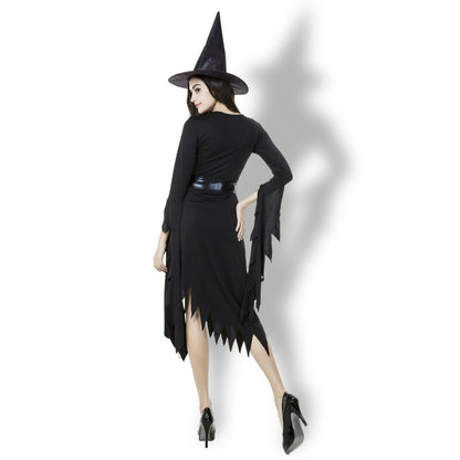 ELECTROPRIME Black Irregular Long Skirt Exit Halloween Costume Cosplay Show Witchcraft Dress, M, Chest: 88cm, Waistline: 72cm, Skirt Length: 108cm