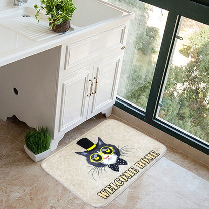 ELECTROPRIME Door Mat Cat and Dog Pattern Flannel Rectangular Bathroom Carpet Living Room Bedroom Anti - skid Household Foot Pad,Size:50*80cm