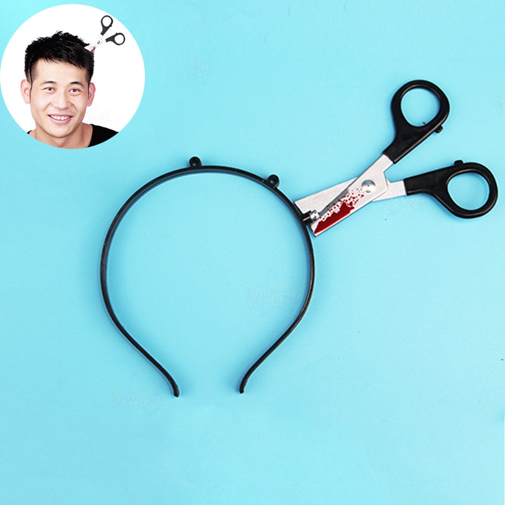 ELECTROPRIME Halloween Costume Party Whole Horror Wear Head Props Scissors Hair Hoop Game Show Supplies