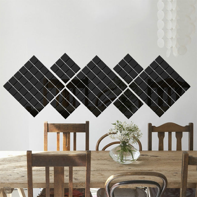 ELECTROPRIME 100 PCS Square Crystal Mosaic Mirror Acrylic Stereo Wall Stickers Creative Background Home Living Room Wall Sticker,Size:2*2cm(Black)