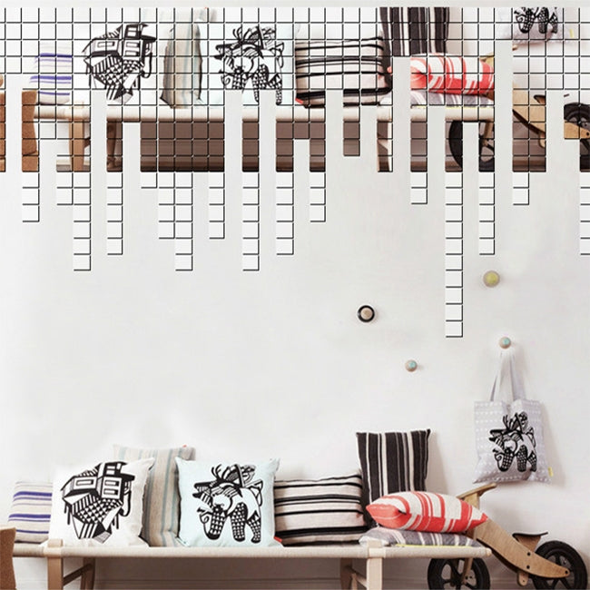ELECTROPRIME 100 PCS Square Crystal Mosaic Mirror Acrylic Stereo Wall Stickers Creative Background Home Living Room Wall Sticker,Size:2*2cm(Black)