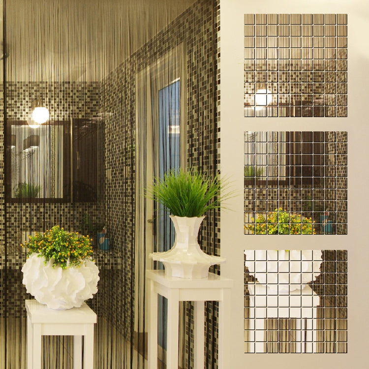 ELECTROPRIME 100 PCS Square Crystal Mosaic Mirror Acrylic Stereo Wall Stickers Creative Background Home Living Room Wall Sticker,Size:2*2cm(Gold)
