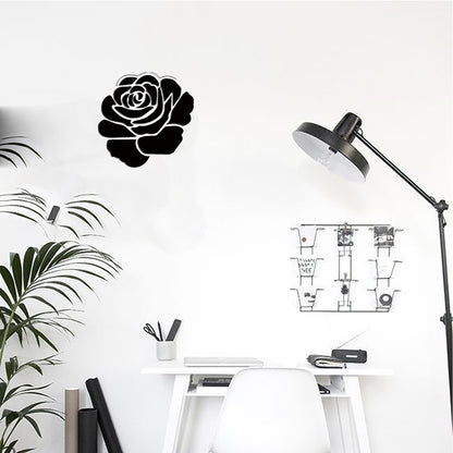 ELECTROPRIME 3D Flower Pattern Mirror Acrylic Wall Stickers Creative Home Living Room Wall Sticker Decor,Size:22*22cm(Black)