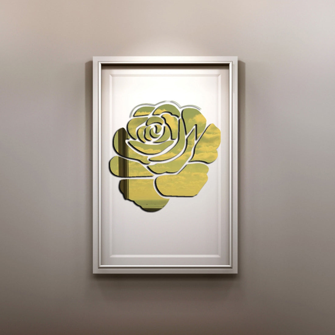 ELECTROPRIME 3D Flower Pattern Mirror Acrylic Wall Stickers Creative Home Living Room Wall Sticker Decor,Size:22*22cm(Gold)