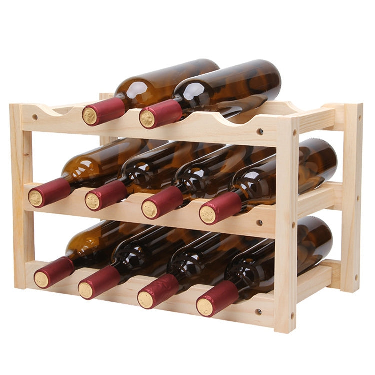 ELECTROPRIME Solid Wood Folding 12-bottle Wine Display Rack Multi-layer Wine Rack, Size: 46x24x28cm
