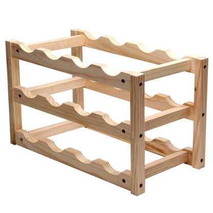 ELECTROPRIME Solid Wood Folding 12-bottle Wine Display Rack Multi-layer Wine Rack, Size: 46x24x28cm