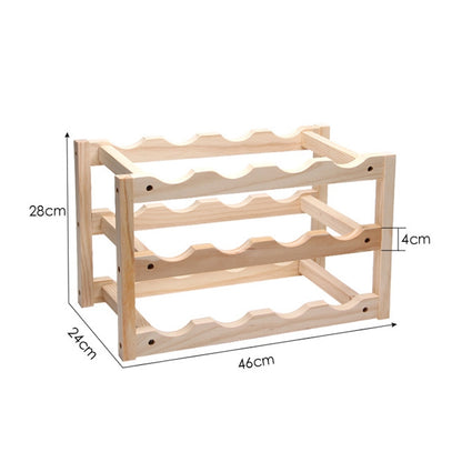 ELECTROPRIME Solid Wood Folding 12-bottle Wine Display Rack Multi-layer Wine Rack, Size: 46x24x28cm