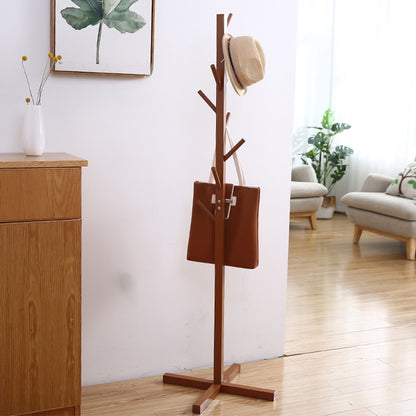 ELECTROPRIME Creative Tree-shaped Solid Wood Floor Hatstand Clothes Hanging Rack,Size: 165x50x5cm(Coffee)